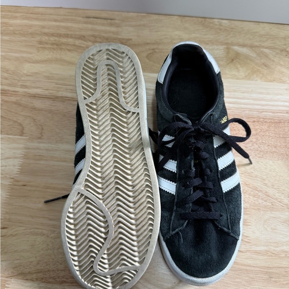 Adidas Black Suede Sneakers with White Stripes - Picture 5 of 5